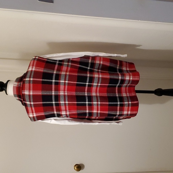 EUC Chaps Red, Black, and White Plaid Asymmetrical Zipper Vest Sz 2X - Picture 3 of 6